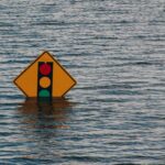 Disaster Recovery - traffic light sign underwater
